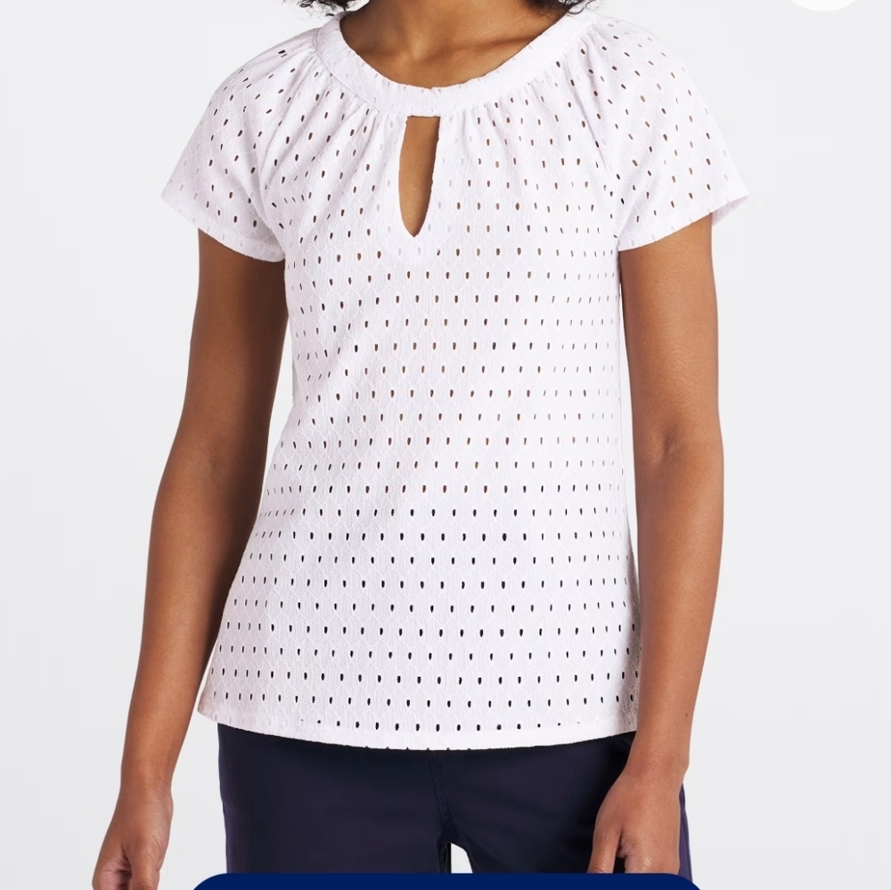 Colette Elegant White Eyelet Top **NWOT**